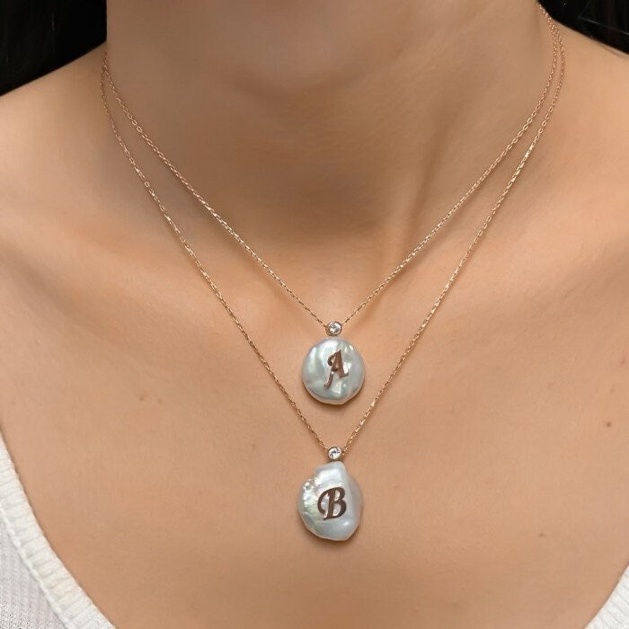 Pearl Necklace, Initial Pearl Necklace, Pearl Letter Necklace, Pearl Name Necklace Choker, Personalized Gifts, Personalized Pearl Jewelry