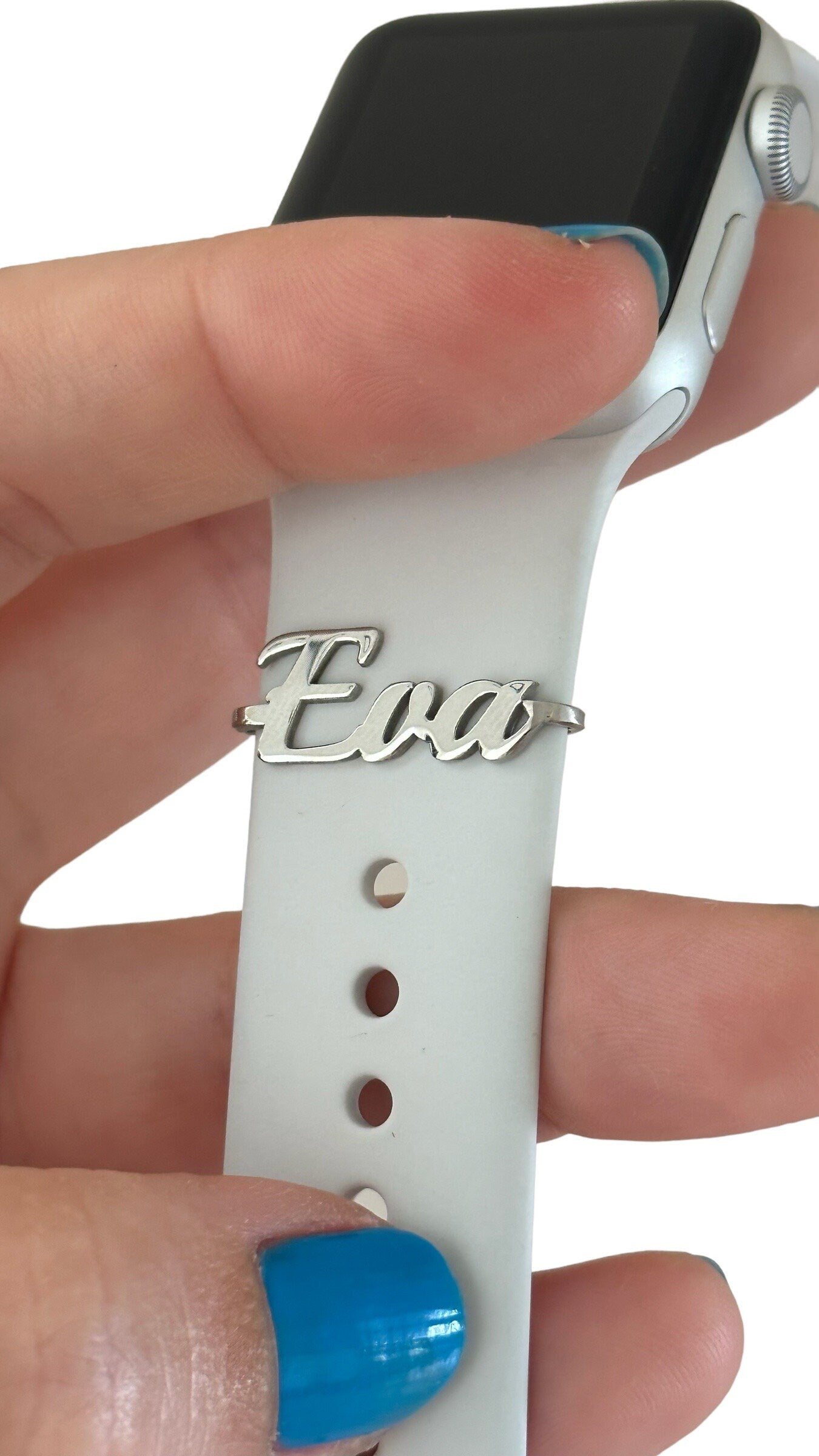 Personalized Apple Watch Band Charm, Watch Name Charm, Customized Tech Watch Accessory, Wearable Tech Jewelry, Personalized Woman Gift, 925