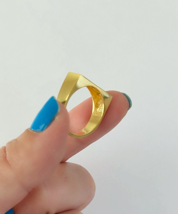 Thick Wide Ring Gold, Solid Silver Band Ring for Women, Simple Ring, Minimalist Ring, Stackable Ring, Everyday Ring, Christmas Gift for Her