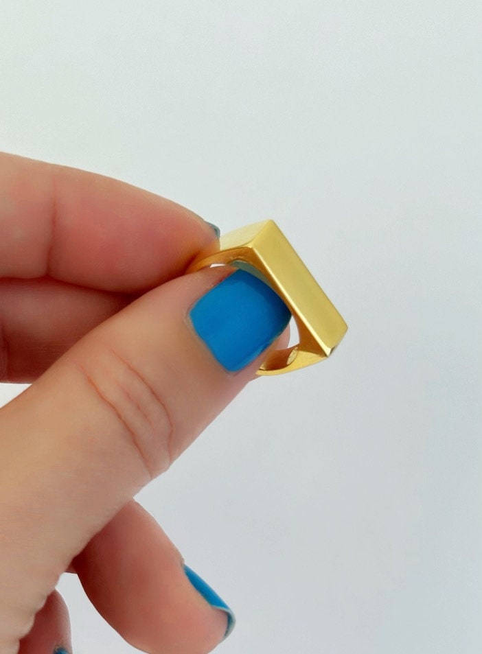 Thick Wide Ring Gold, Solid Silver Band Ring for Women, Simple Ring, Minimalist Ring, Stackable Ring, Everyday Ring, Christmas Gift for Her