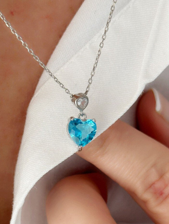 Crystal Heart Necklace, Diamond Necklace, Princess Necklace, Minimalist Necklace, CZ Necklace, Christmas Gift for her, Layering Jewelry