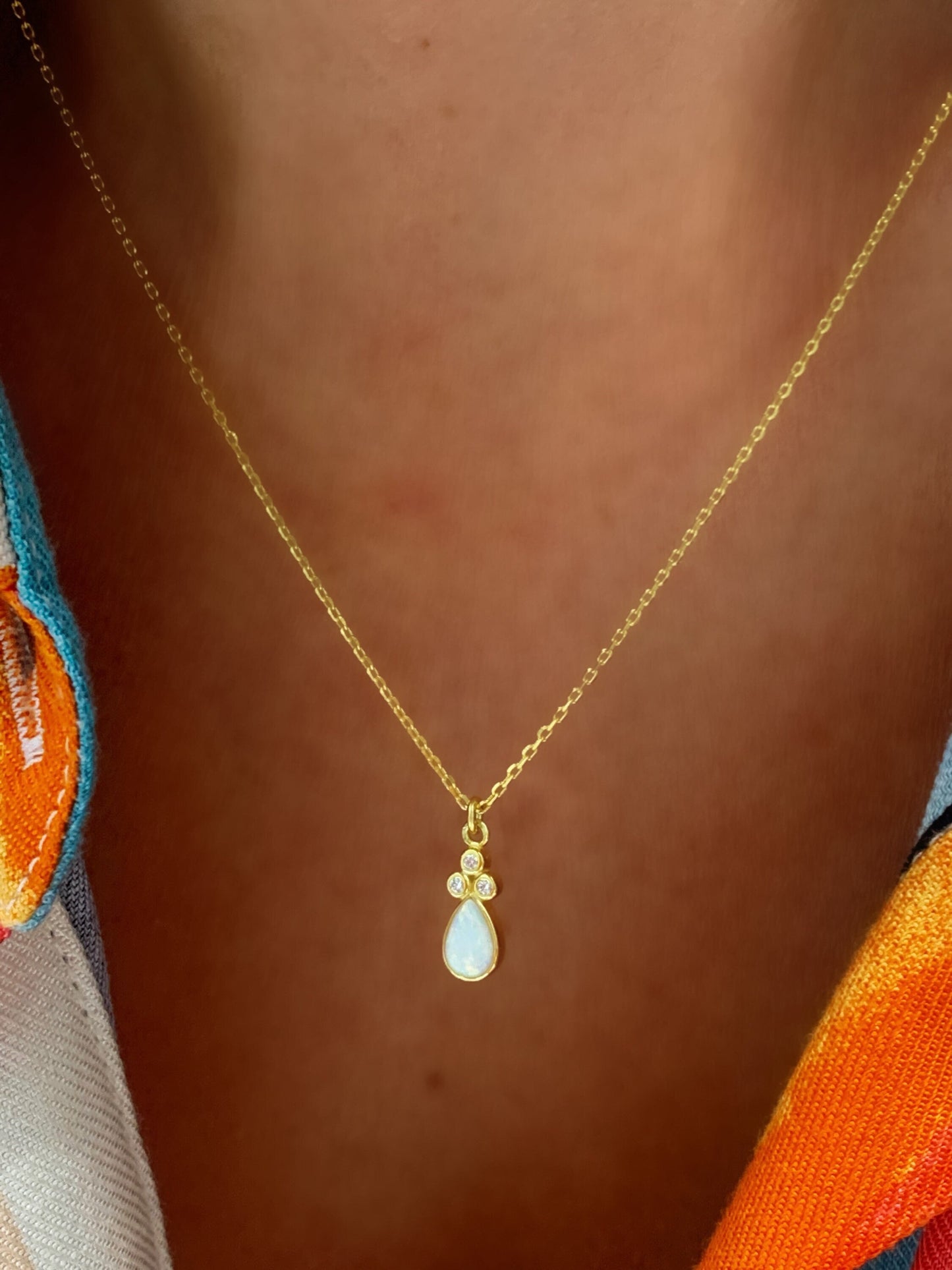 Opal Drop Necklace, Minimalist Opal Necklace, Opalite Necklaces, Opal jewelry, White Opal Pendant, Gift for her, Birthstone Jewelry