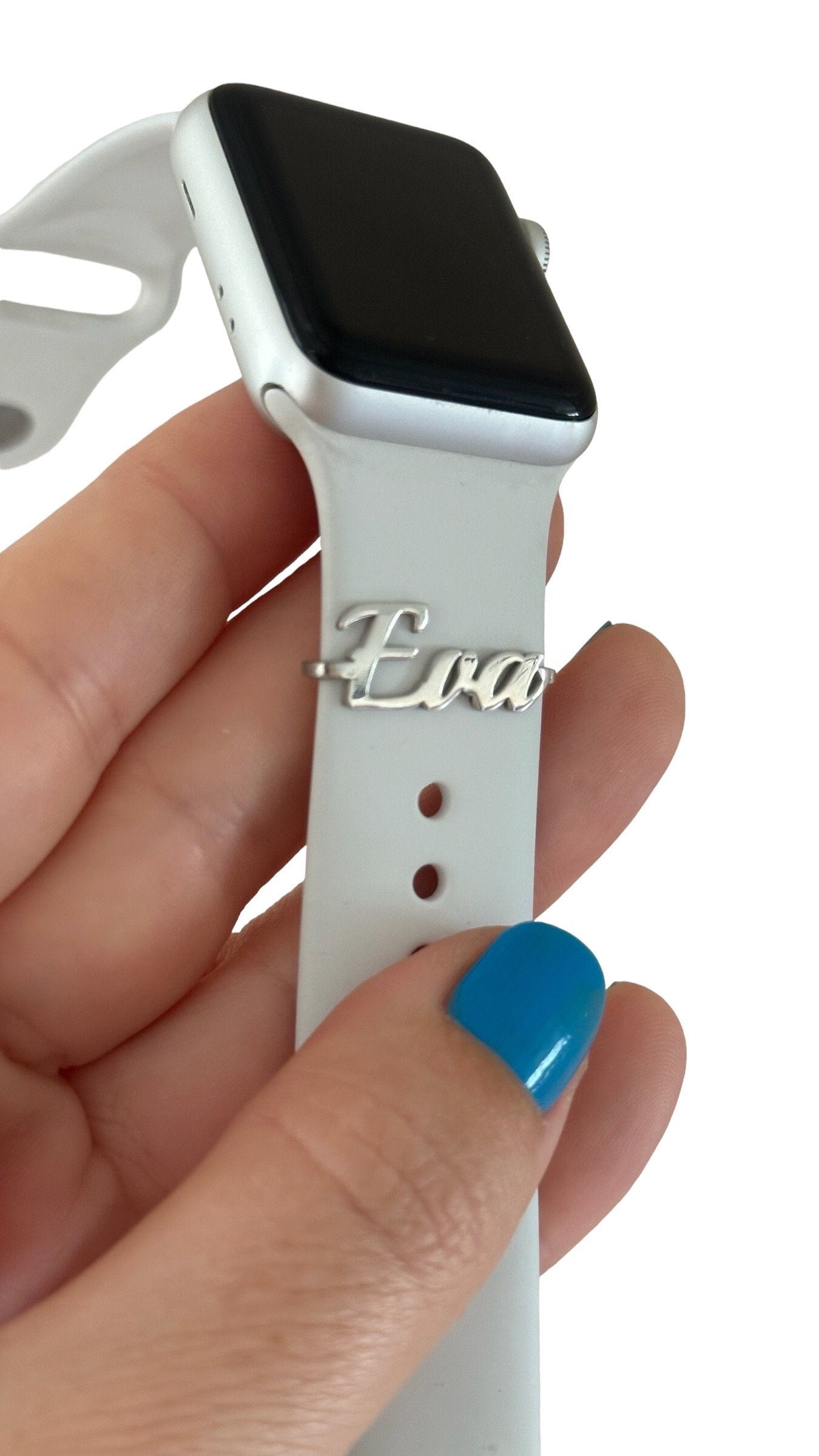 Personalized Apple Watch Band Charm, Watch Name Charm, Customized Tech Watch Accessory, Wearable Tech Jewelry, Personalized Woman Gift, 925