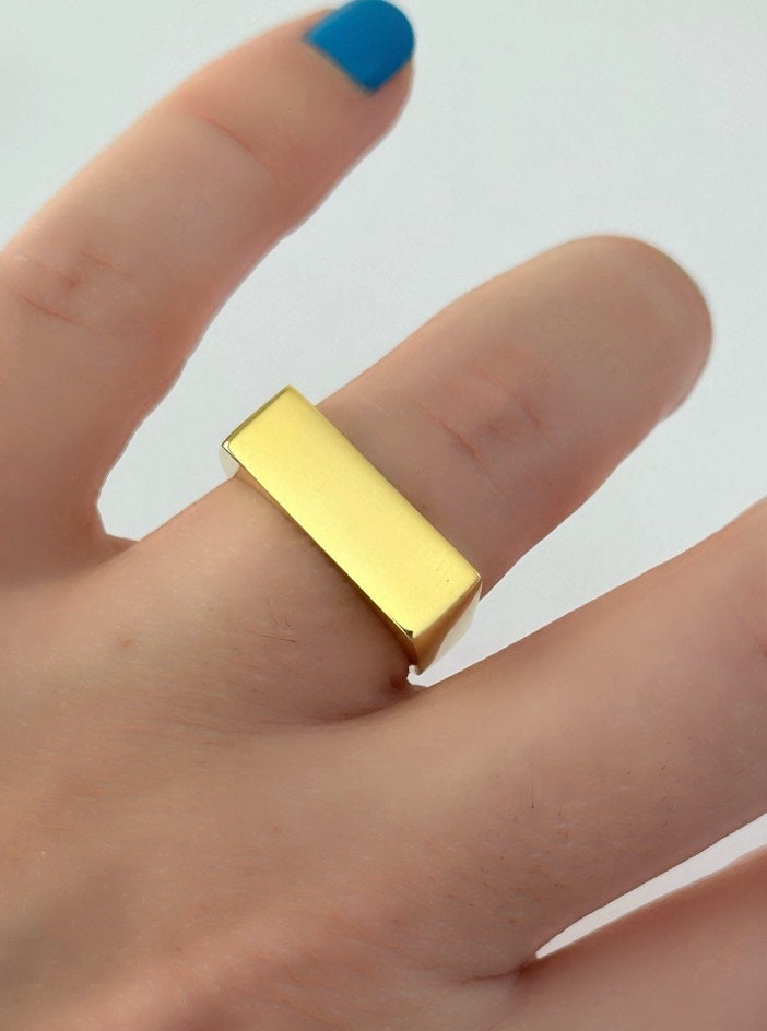 Thick Wide Ring Gold, Solid Silver Band Ring for Women, Simple Ring, Minimalist Ring, Stackable Ring, Everyday Ring, Christmas Gift for Her