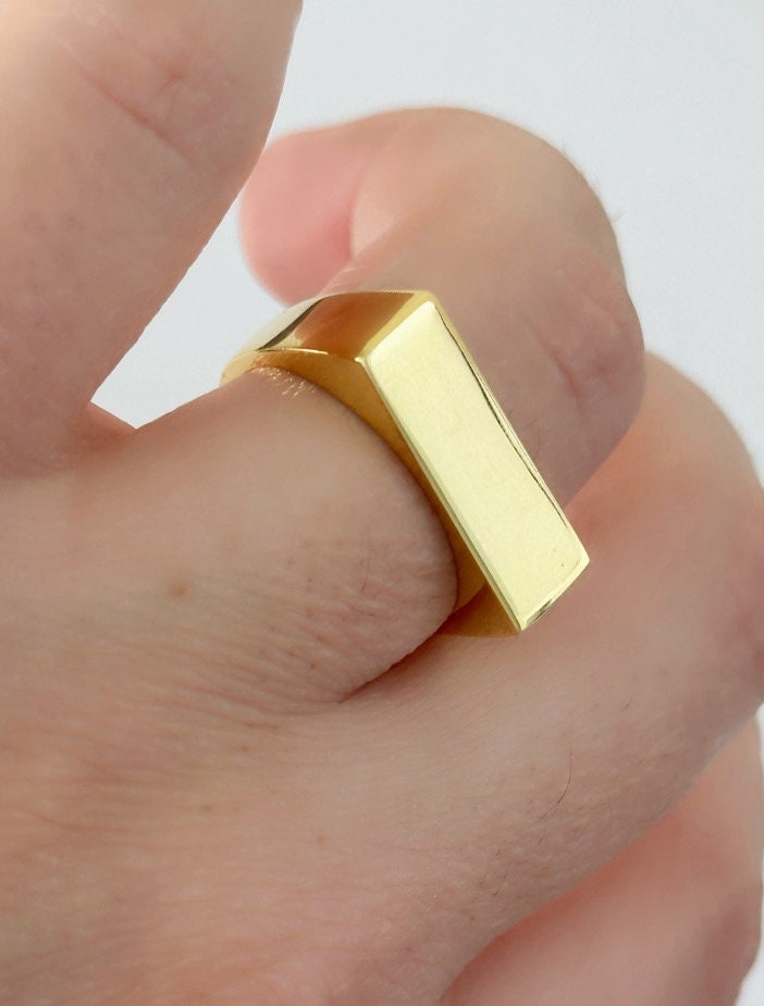 Thick Wide Ring Gold, Solid Silver Band Ring for Women, Simple Ring, Minimalist Ring, Stackable Ring, Everyday Ring, Christmas Gift for Her