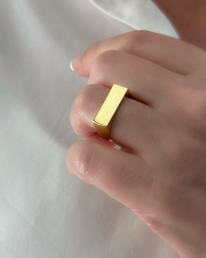 Thick Wide Ring Gold, Solid Silver Band Ring for Women, Simple Ring, Minimalist Ring, Stackable Ring, Everyday Ring, Christmas Gift for Her