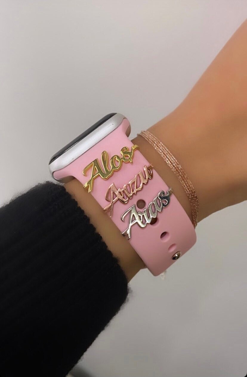Personalized Apple Watch Band Charm, Watch Name Charm, Customized Tech Watch Accessory, Wearable Tech Jewelry, Personalized Woman Gift, 925