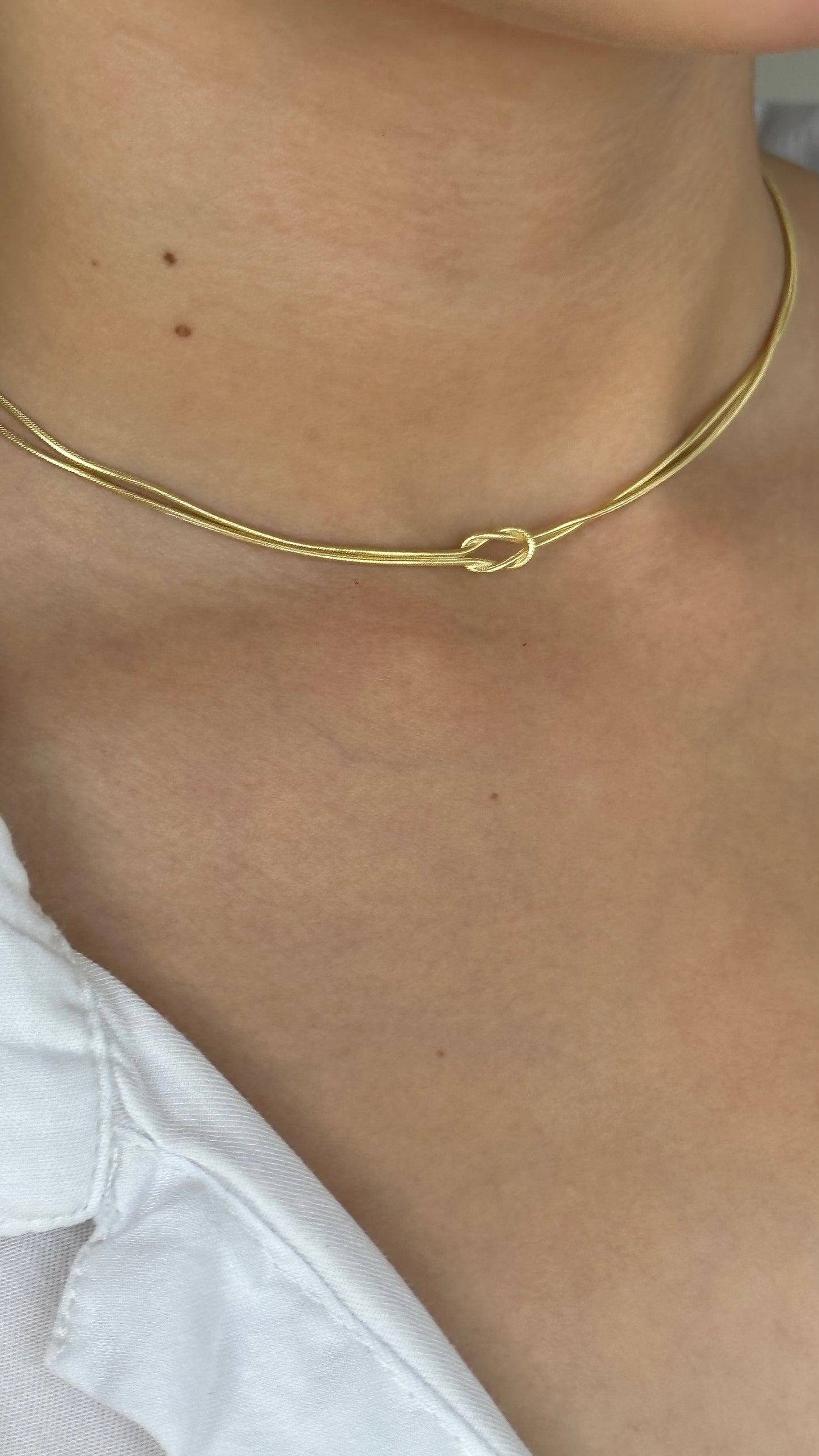 Love Knot Necklace, Double Chain Knot Necklace, Knot Choker, Everyday Minimalist Necklace, Endless Knot, Christmas Gift for her, Bridal Gift