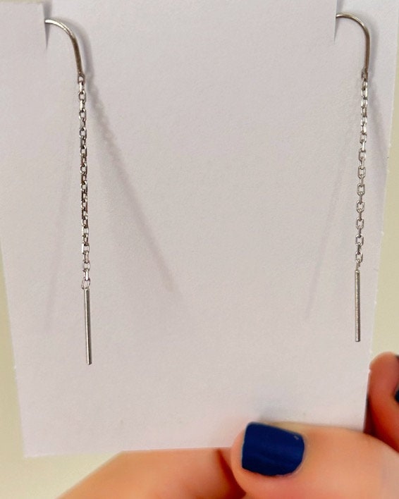 Dangle Initial Gold Earrings, Dainty Letter Minimalist Earrings, Long Chain Earrings,  Zirconia Earrings, Gift for Girlfriend, Birthday Gift