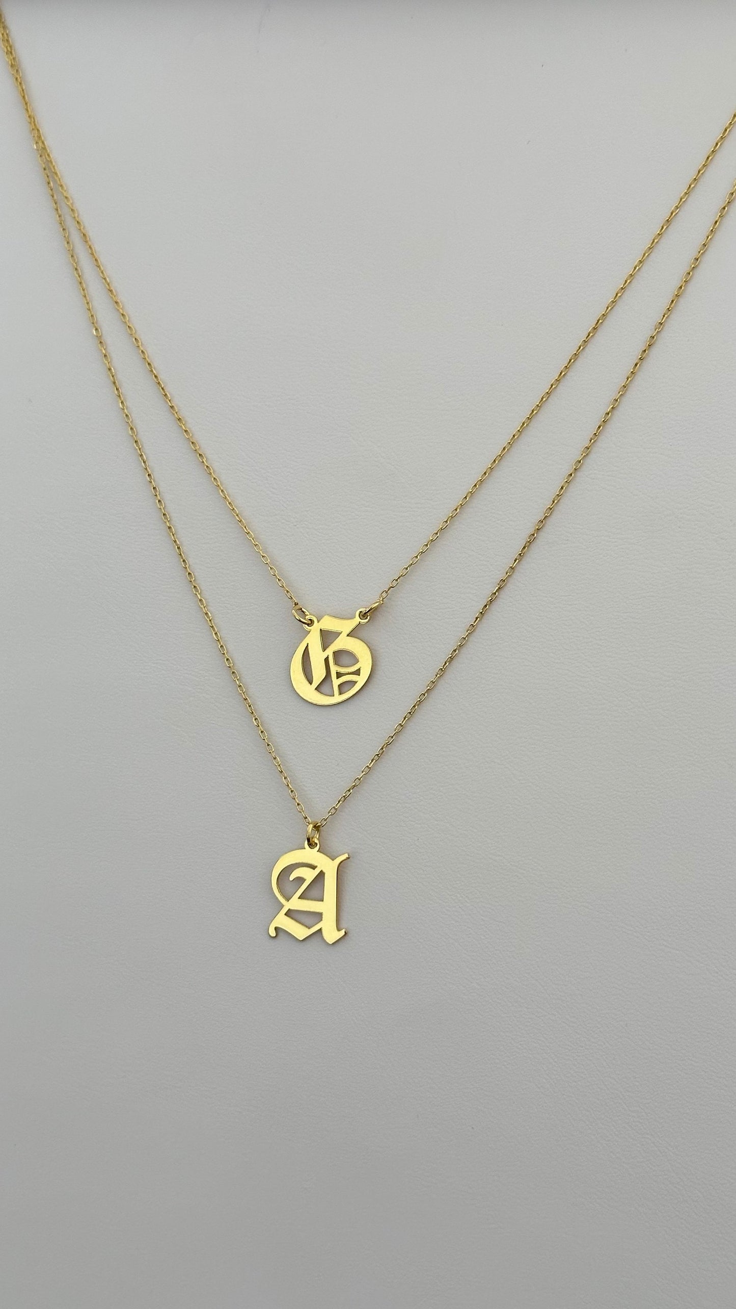 Double Layer Initial Necklace, Personalized Layered Necklace, Two initial necklace, Two strands necklace, Personalized Gift,  Double Chain