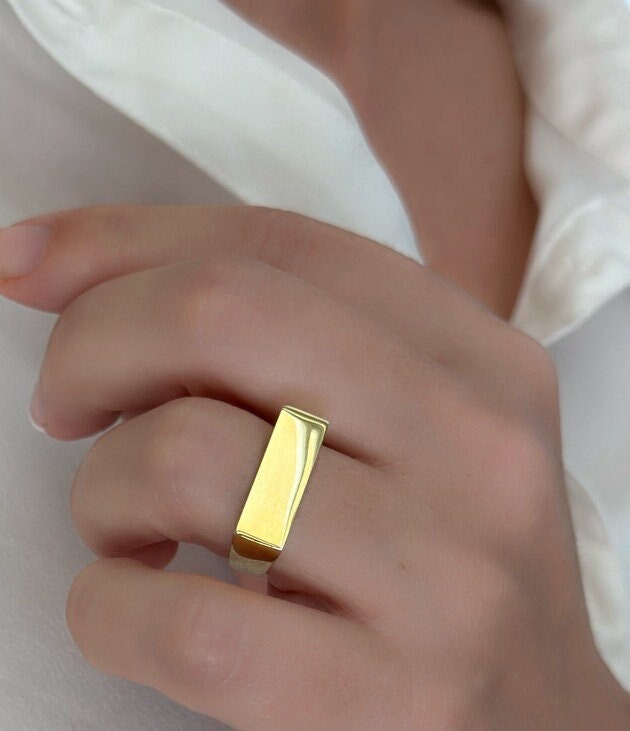 Thick Wide Ring Gold, Solid Silver Band Ring for Women, Simple Ring, Minimalist Ring, Stackable Ring, Everyday Ring, Christmas Gift for Her