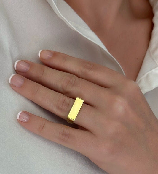 Thick Wide Ring Gold, Solid Silver Band Ring for Women, Simple Ring, Minimalist Ring, Stackable Ring, Everyday Ring, Christmas Gift for Her