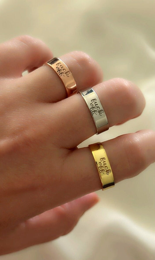 Fuck Off Ring, Adjustable Fuck Off Ring, Fuck Off Band Ring, Personalized Gold Band Ring, Personalized Gifts, 925 Sterling Silver Ring