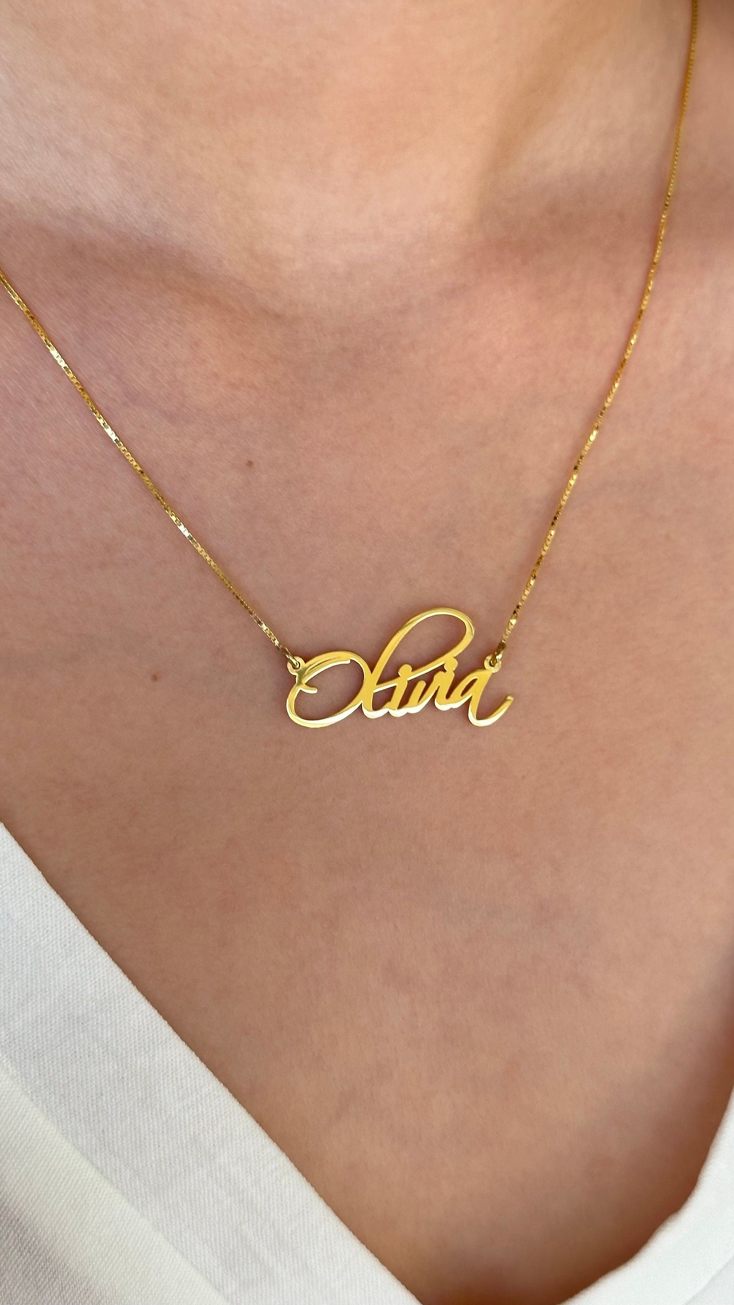 Signature Name Necklace, Gold Nameplate, Custom Name Necklace, Personalized Necklace, Handwriting Necklace, Personalize gifts, Name Jewelry