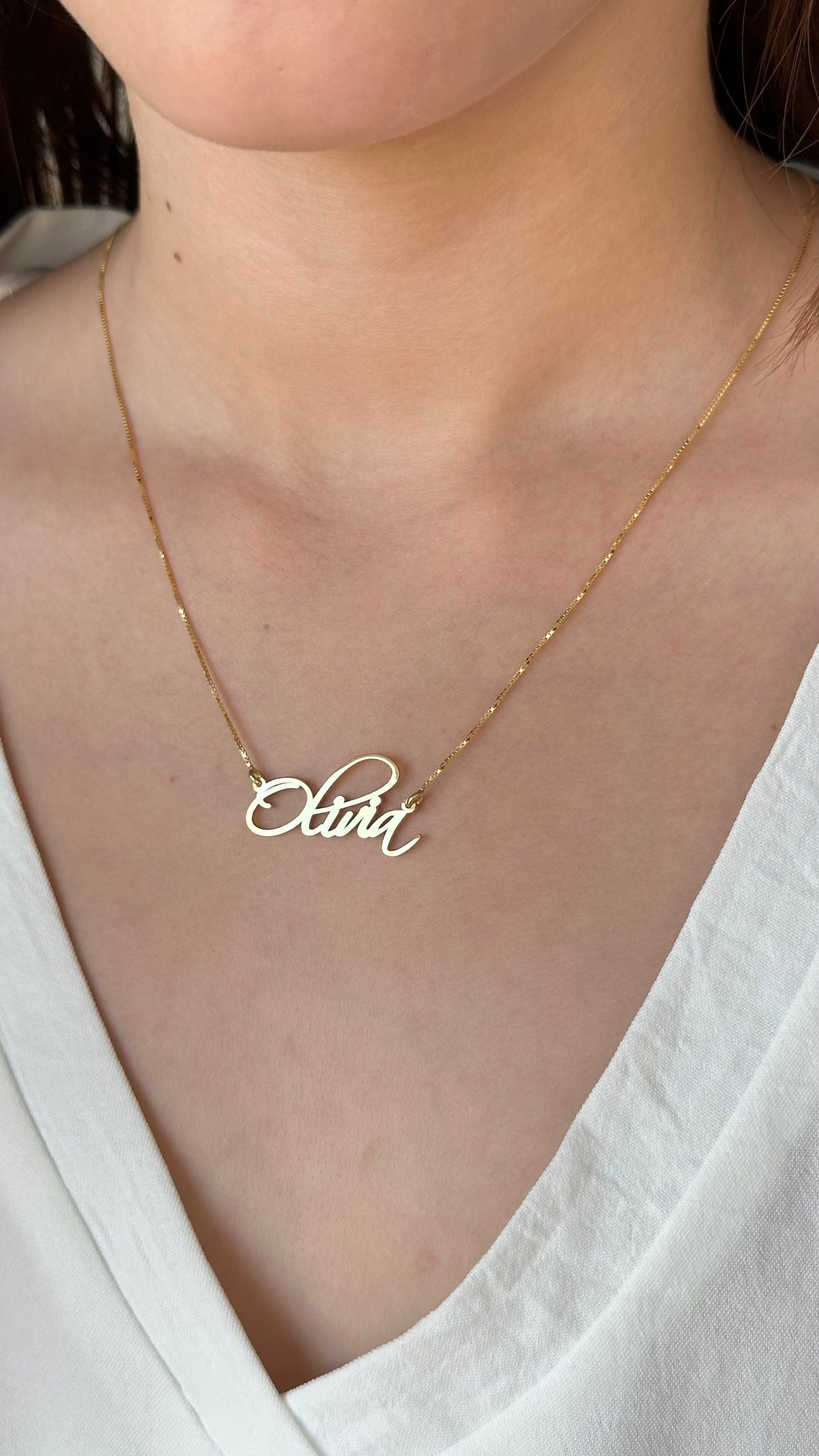 Signature Name Necklace, Gold Nameplate, Custom Name Necklace, Personalized Necklace, Handwriting Necklace, Personalize gifts, Name Jewelry