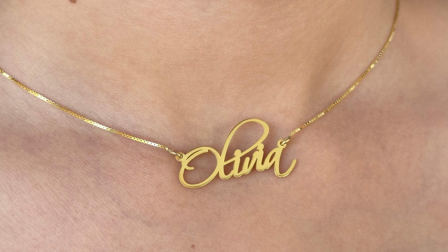 Signature Name Necklace, Gold Nameplate, Custom Name Necklace, Personalized Necklace, Handwriting Necklace, Personalize gifts, Name Jewelry