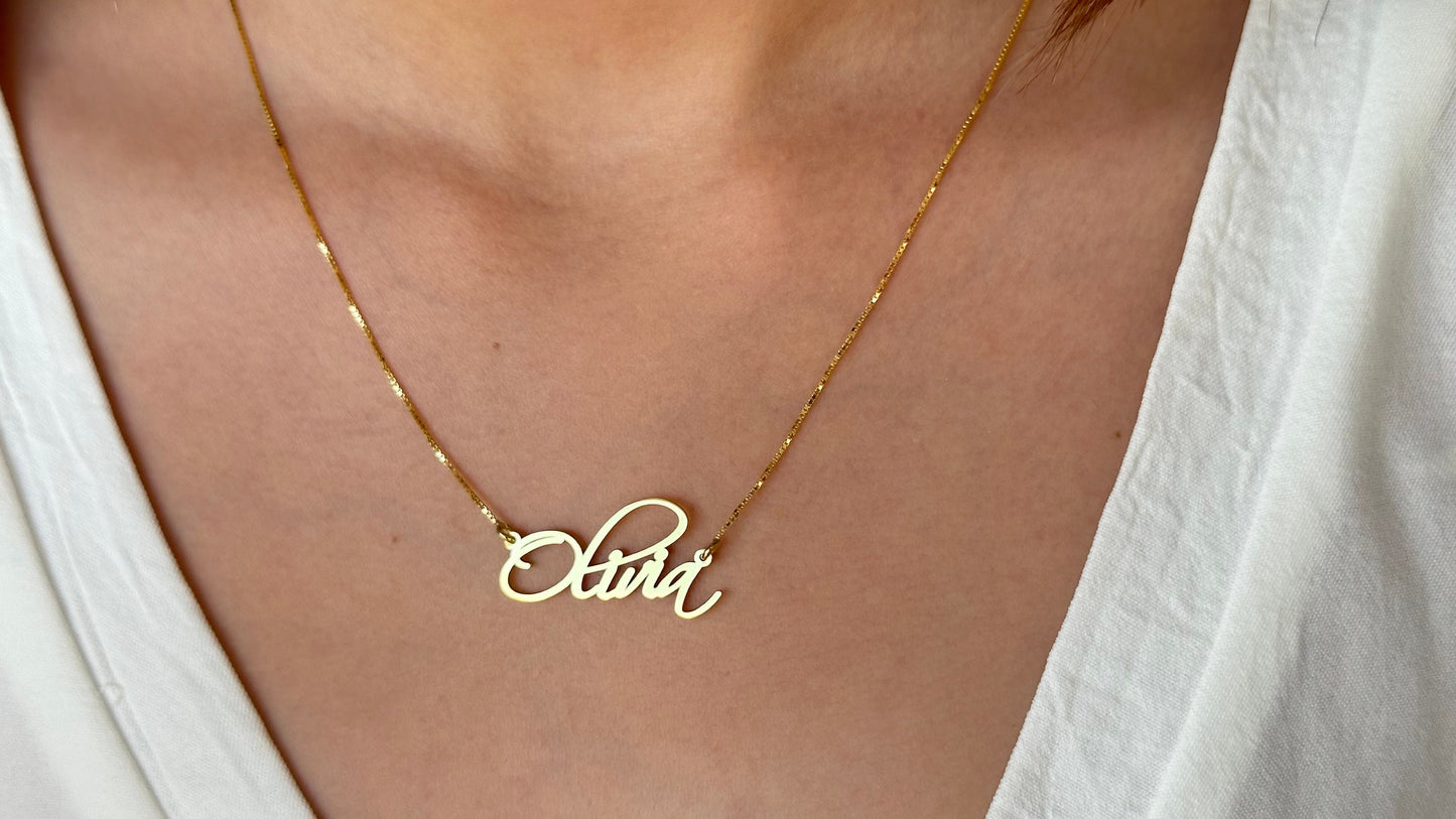 Signature Name Necklace, Gold Nameplate, Custom Name Necklace, Personalized Necklace, Handwriting Necklace, Personalize gifts, Name Jewelry