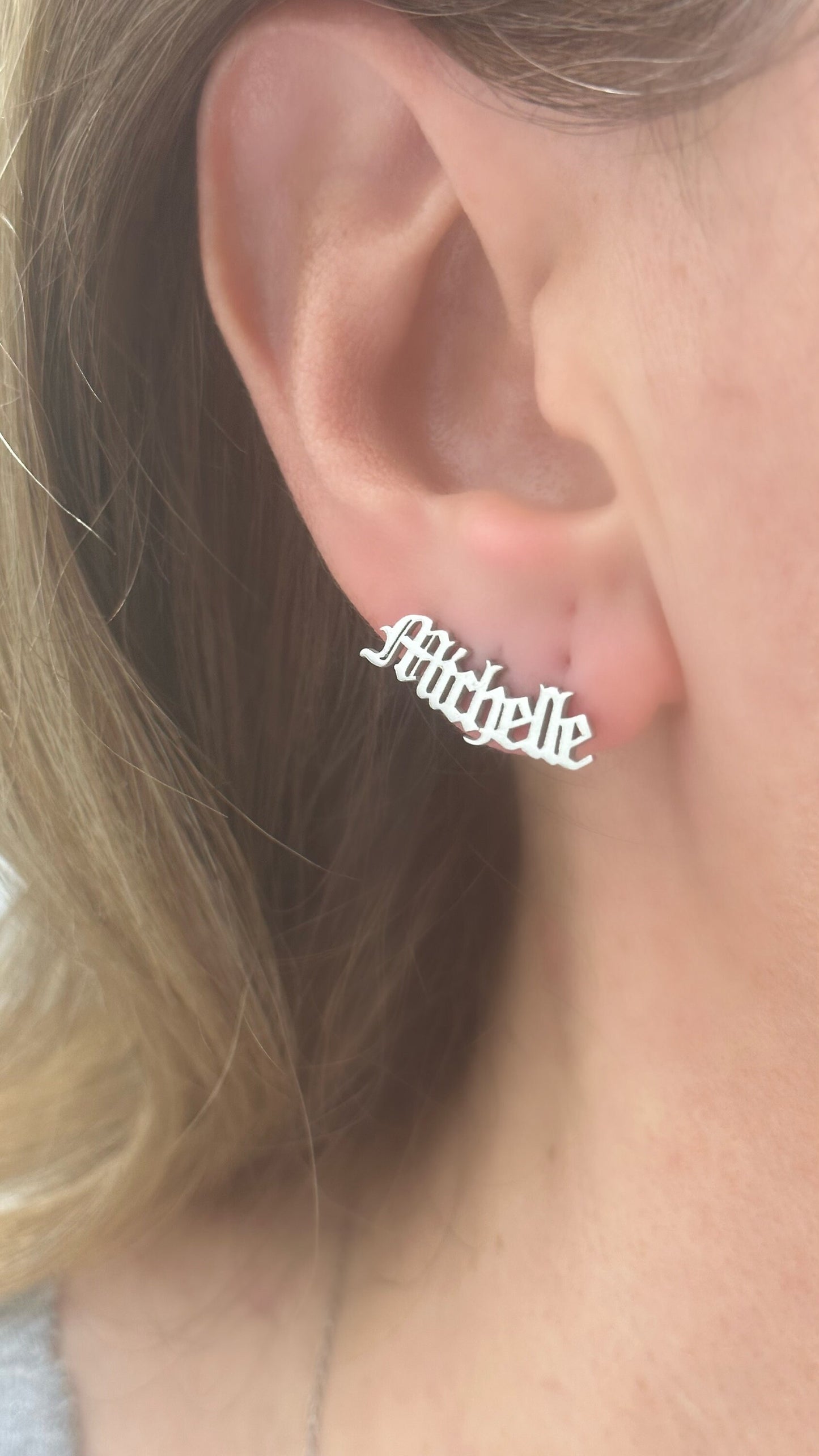 Name  Earring Stud, Custom Name Earrings, Personalized Earrings Silver, Stud Earrings, Name Earrings Gold, Customized Gift for Her