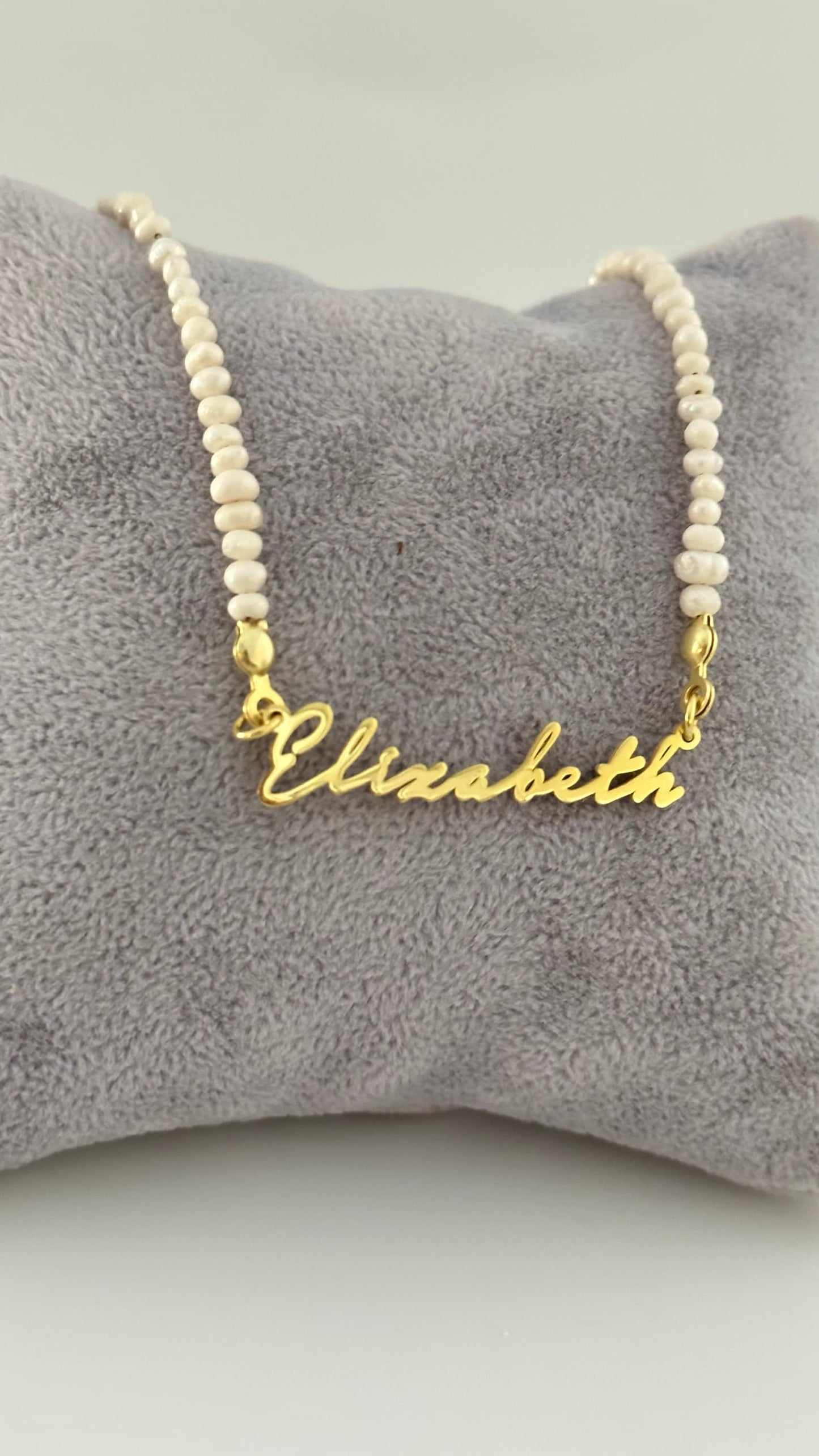 Tiny Pearl Necklace, Pearl Name Necklace, Signature Necklace, Pearl Nameplate Necklace, Personalized Gifts, Personalized Pearl Jewelry