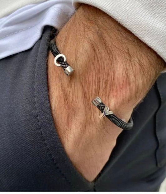 Personalized Men's Bracelet, Custom initial Men Bracelet, Mens Cuff, Birthday Gift for Him, Boyfriend Bracelet, Anniversary Gift For Him