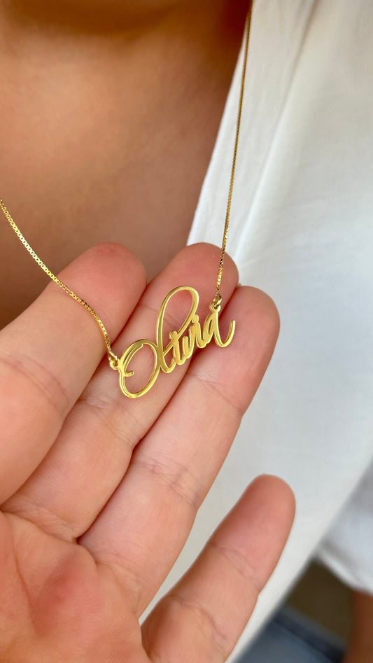 Signature Name Necklace, Gold Nameplate, Custom Name Necklace, Personalized Necklace, Handwriting Necklace, Personalize gifts, Name Jewelry