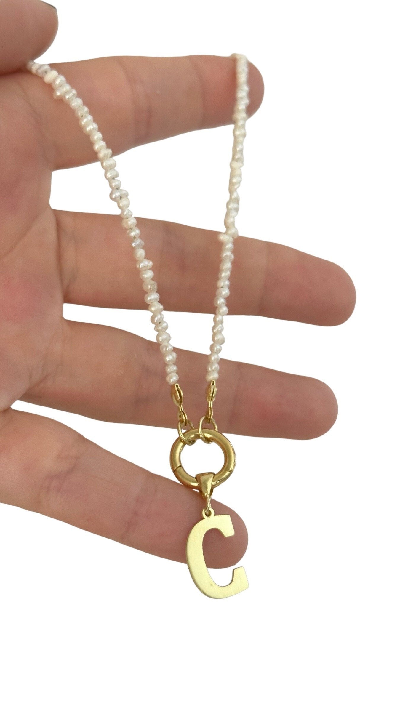 Tiny Pearl Necklace, Initial Pearl Necklace, Pearl Chain Choker, Personalized Pearl Necklace, Custom Pearl Necklace, Personalized gift, 925