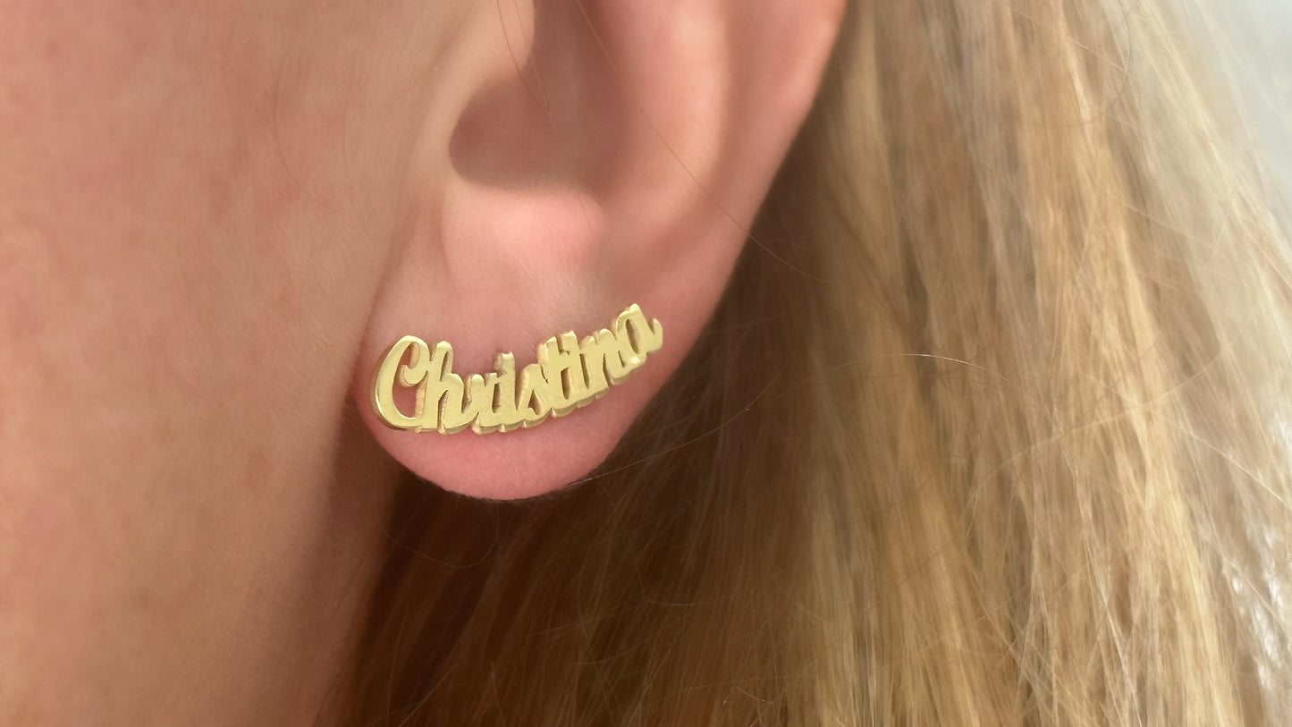 Name  Earring Stud, Custom Name Earrings, Personalized Earrings Silver, Stud Earrings, Name Earrings Gold, Customized Gift for Her