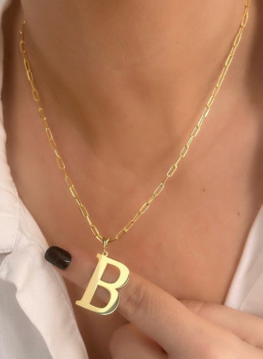 Big Letter Necklace, Large Initial Letter Necklace, Oversized Pendant Personalize Jewelry Gifts Women Men Customized