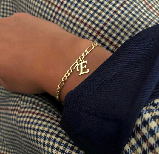 Initial Chain Bracelet Men and Woman, Letter Bracelet, Couples Bracelet,  Custom Bracelet, Personalized Gift, Gift for him her, 925 Silver