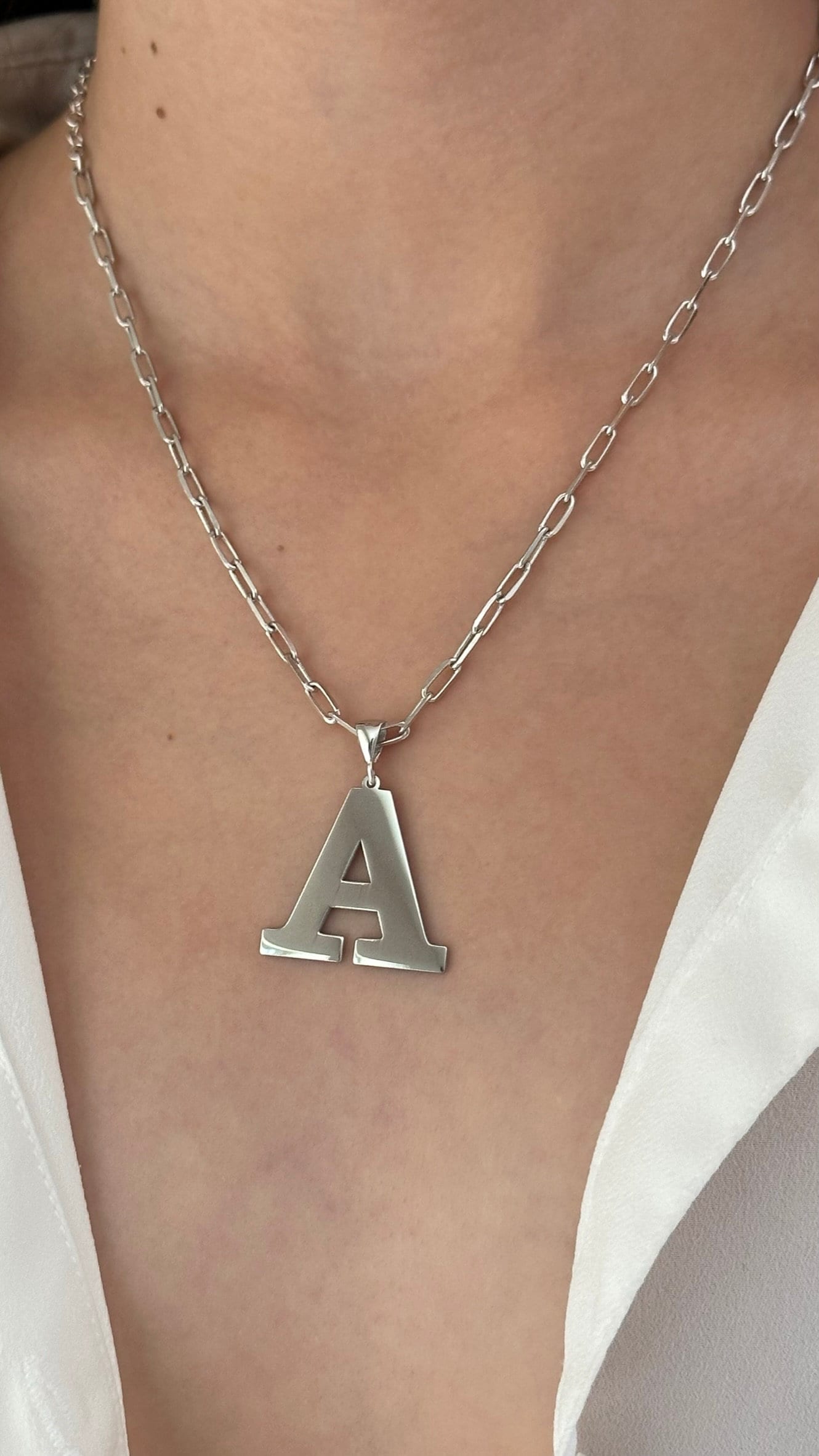 Big Letter Necklace, Large Initial Letter Necklace, Oversized Pendant Personalize Jewelry Gifts Women Men Customized