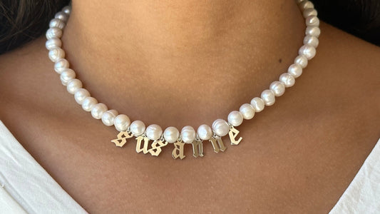 Pearl Name Necklace, Personalized Initial  Letter Pearl Necklace, Custom Name Necklace, Mom Gift, Mother's day Gift, Dainty Birthday Gift