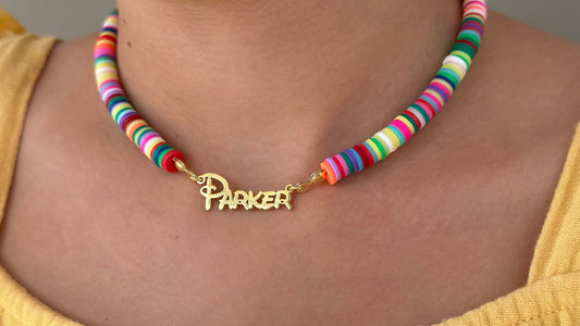 Little Girl Name Necklace, Kids Name Necklace, Rainbow Necklace, Fimo Necklace, Children Nameplate, Kids Jewelry Personalized gift for kids