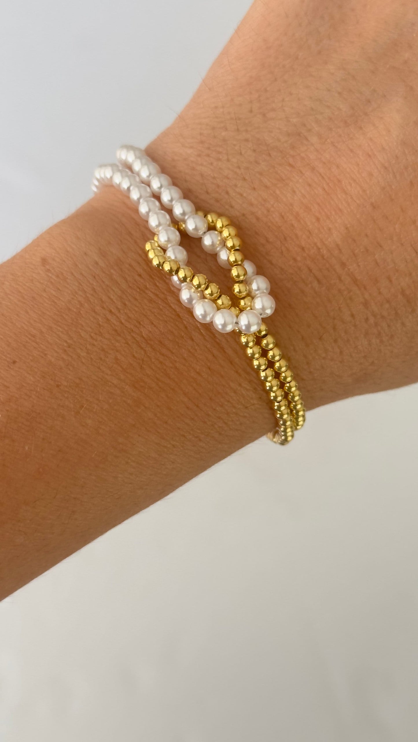 Half Pearl Half Chain Bracelet, Pearl Knot Bracelet, Ball Chain Bracelet, Gift for her, Woman Half and Half Bracelet, Pearl Jewelry