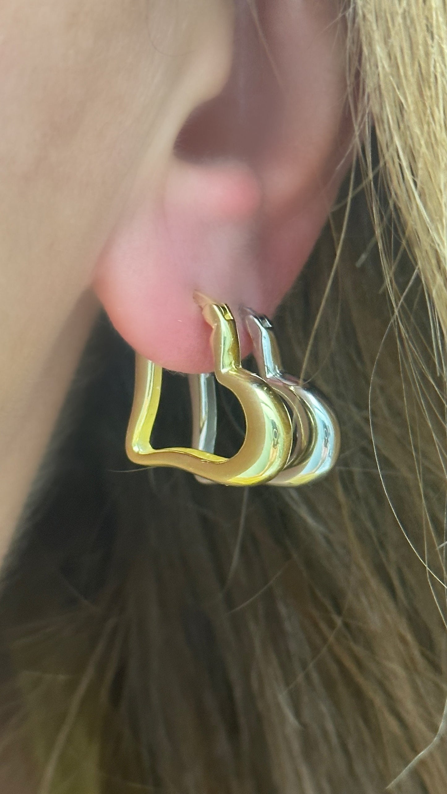 Heart Hoop Earrings, Heart Shaped Earrings, Gold Heart Hoops, Minimal Hoop Earrings, Unique Huggie Hoop Earring, Heart Jewelry Gift For Her