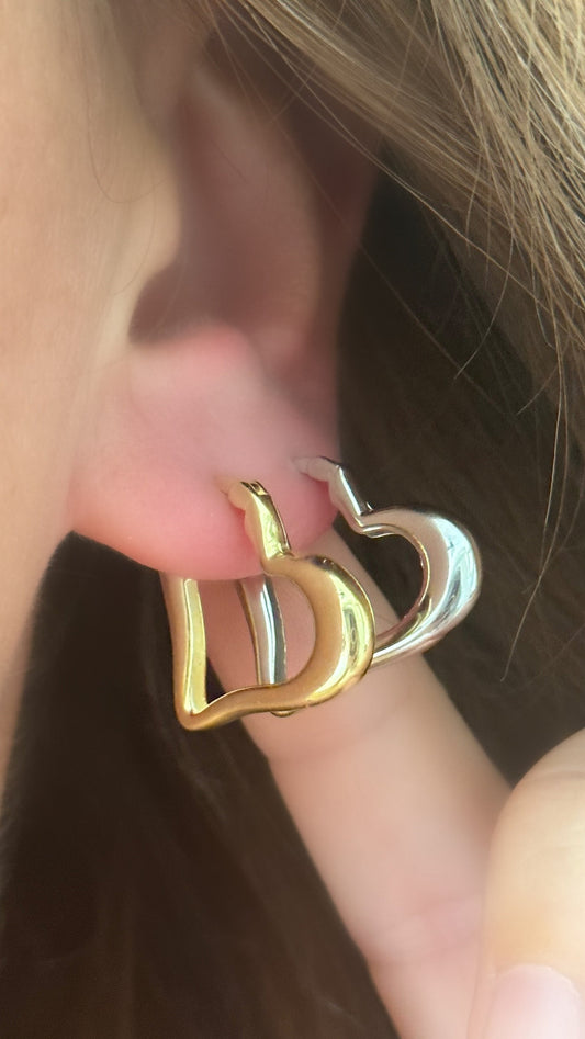 Heart Hoop Earrings, Heart Shaped Earrings, Gold Heart Hoops, Minimal Hoop Earrings, Unique Huggie Hoop Earring, Heart Jewelry Gift For Her