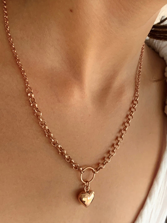 3D Heart Necklace, Puffed Heart Pendant Necklace, Bubble Heart Necklace, Love Necklace, Gift for Her, Heart Jewelry, 925 Sterling  Silver