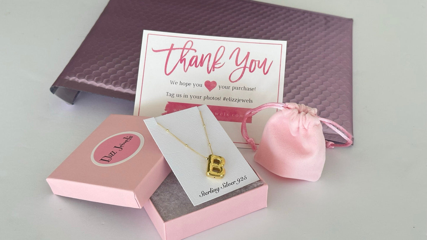 3D Balloon Letter Necklace, Silver Puff Bubble Initial Pendant, Letter Charm Balloon Pendant, Personalized Gifts, Initial Baloon Jewelry