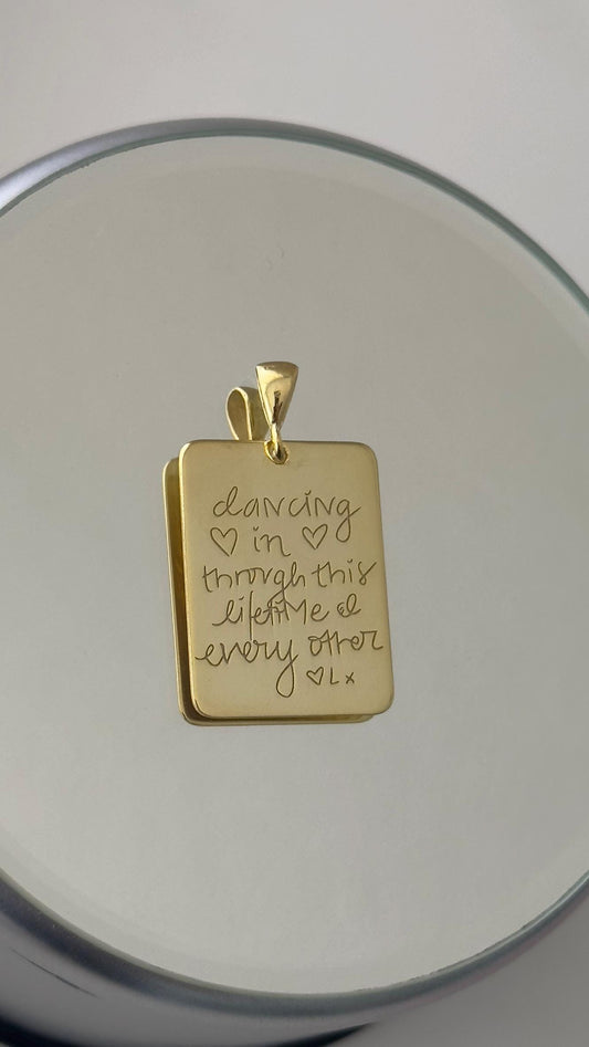 Handwriting Necklace, Custom Handwriting Necklace, 14k Gold Engraved Pendant, Personalized Signature Jewelry Gift 925 Sterling Silver, Handmade Jewelry. Gifts for him, gifts for her