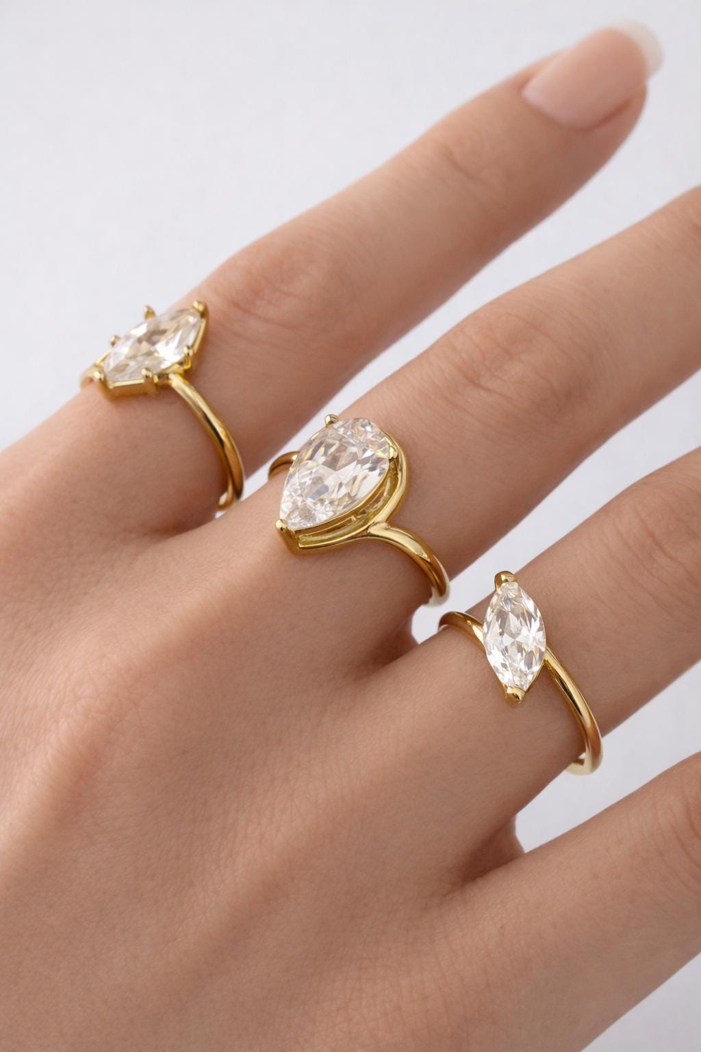 Lab diamond dainty adjustable stacking ring for women promise engagement girlfriend wife jewelry gift