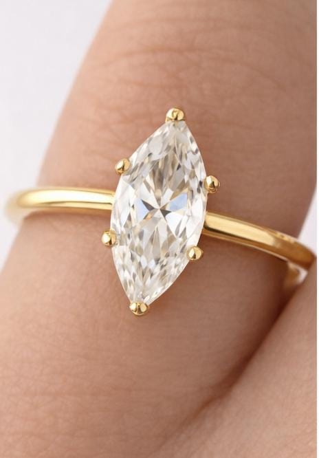 Marquise stone adjustable gold ring