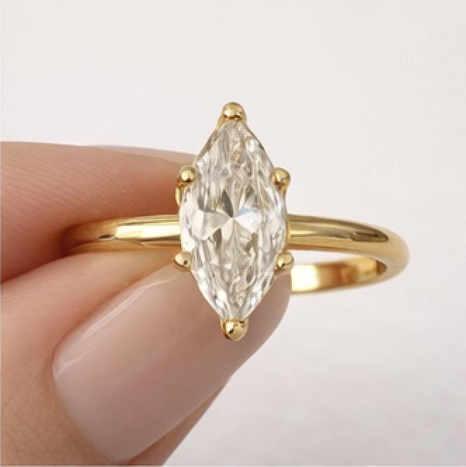 Marquise stone dainty ring for women