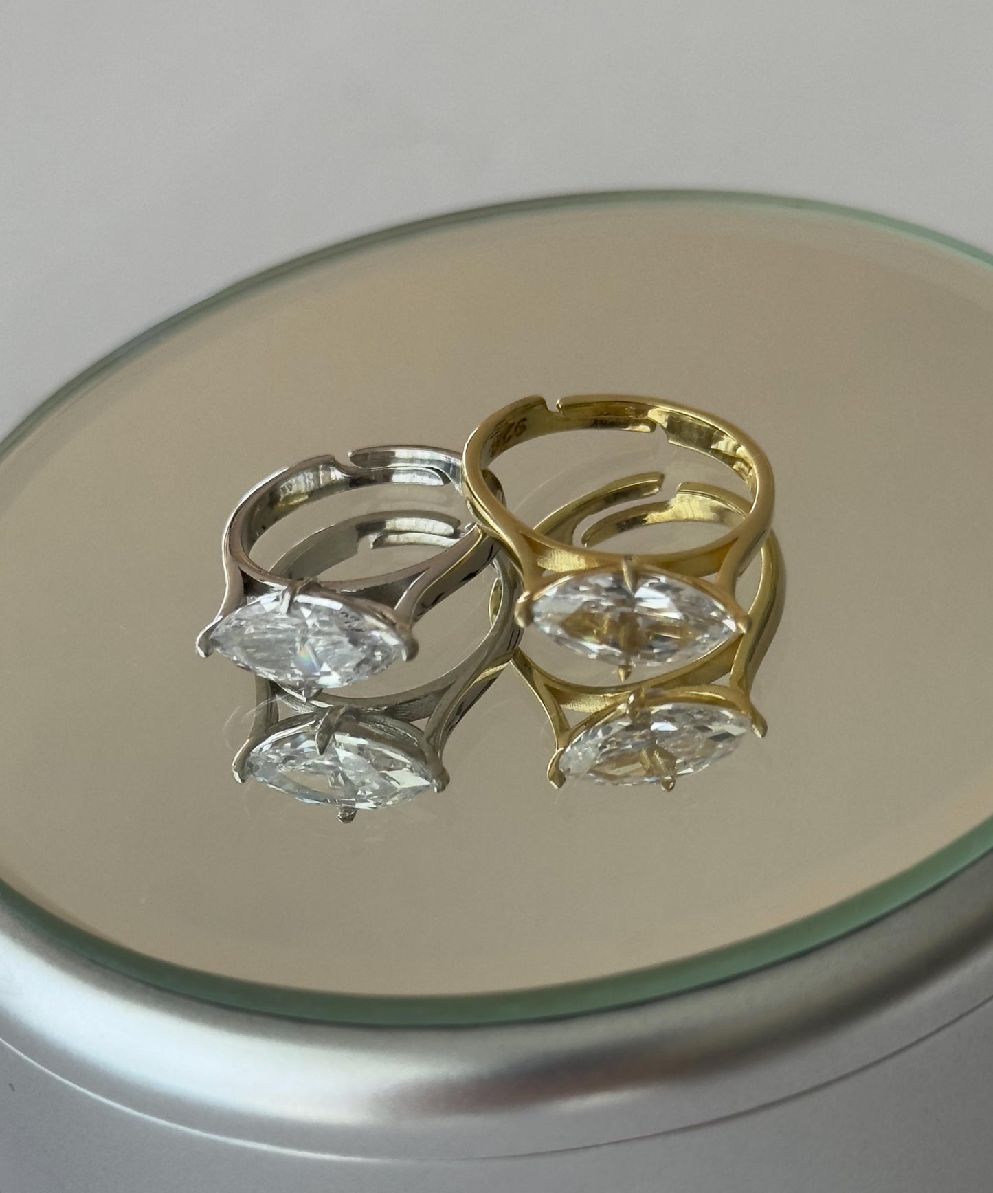Adjustable diamond baguette ring on sterling silver 14k gold plated, Big diamond, CZ Gmestone, Handmade Jewery, Proposal ring, promise ring, gift for wife, stackable rings women