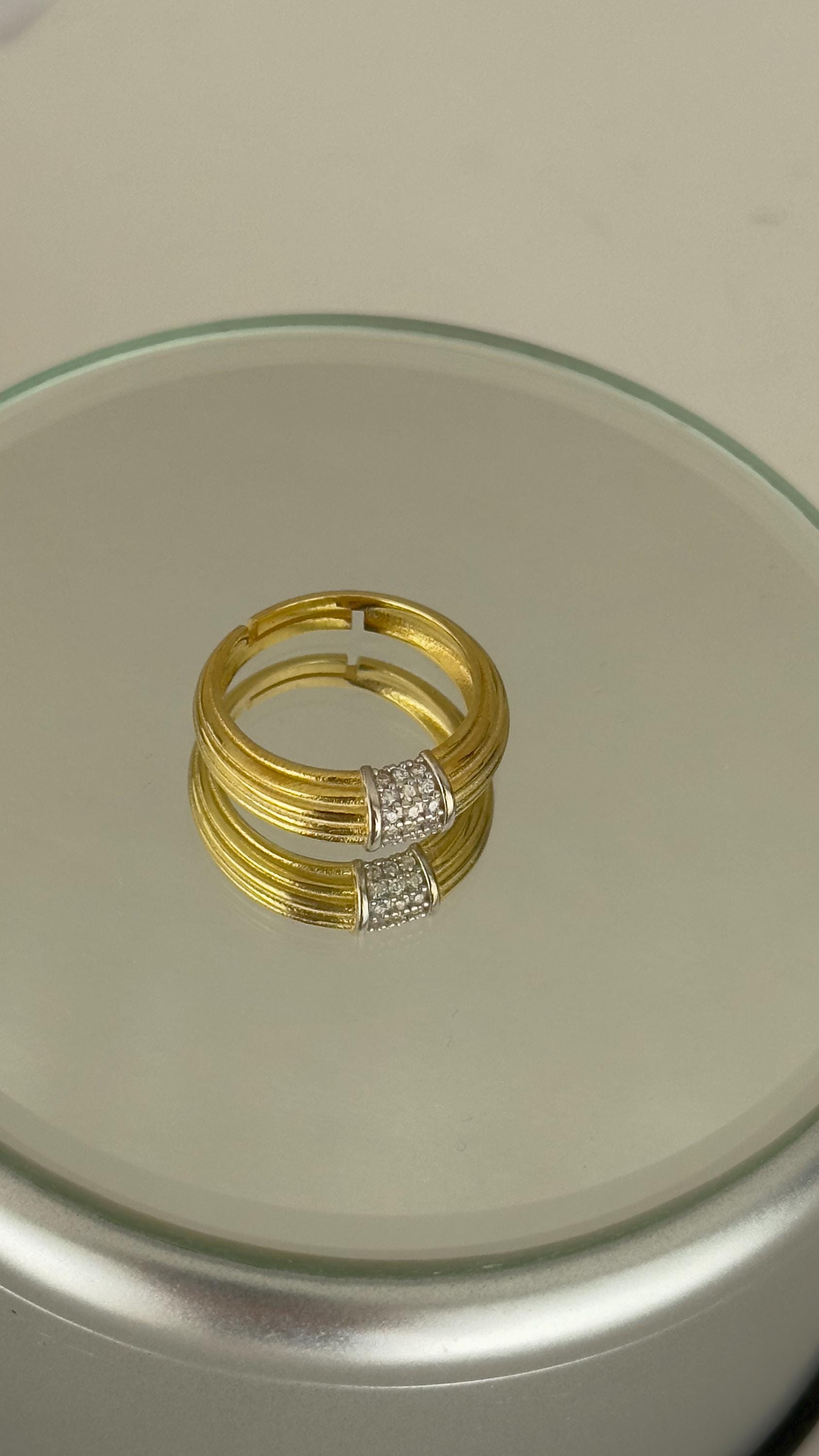Adjustable diamond ring in sterling silver with cubic zirconia gemstone, handmade jewelry gift for women