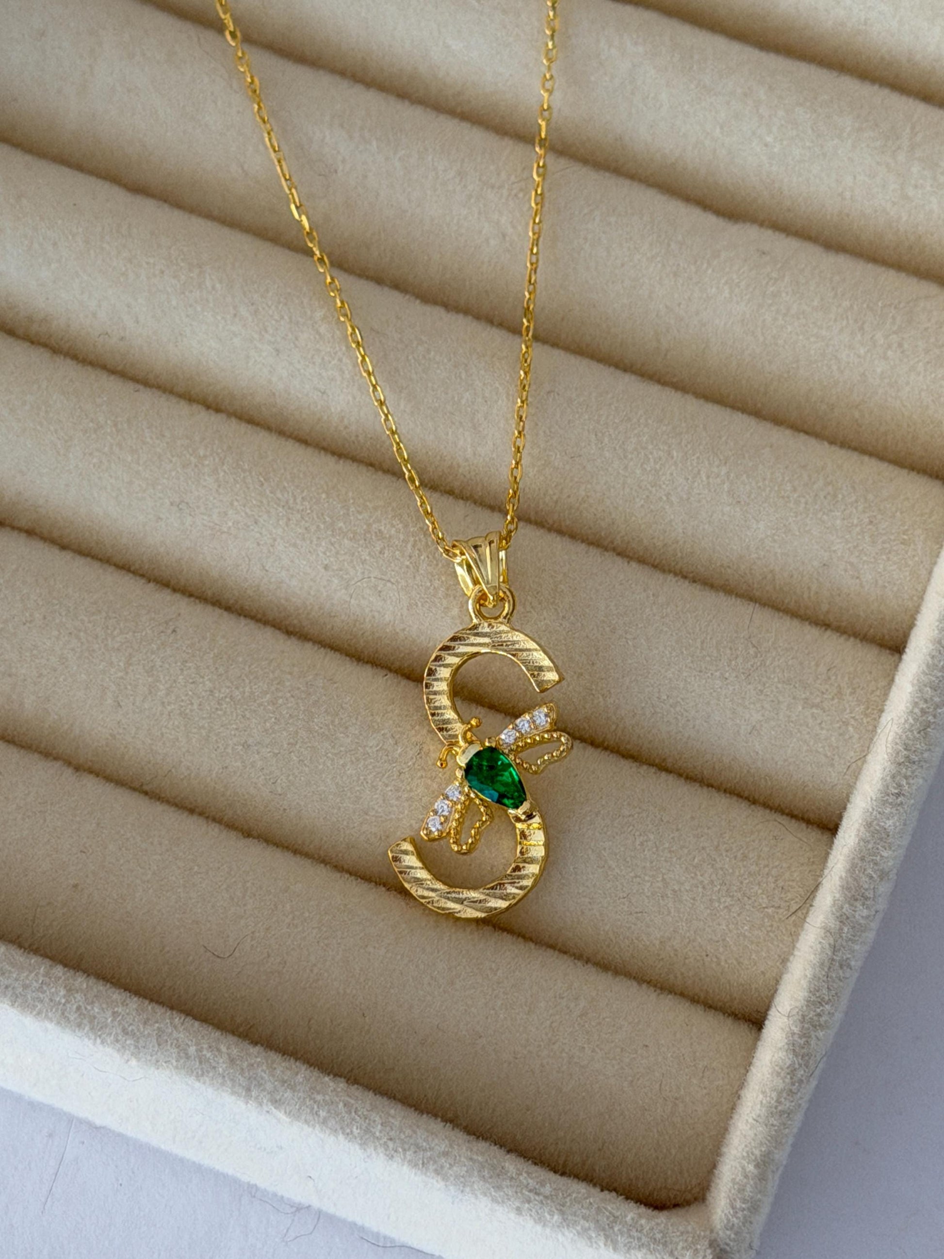 Gold initial necklace gift for mom, sister, or best friend - birthstone jewelry.
