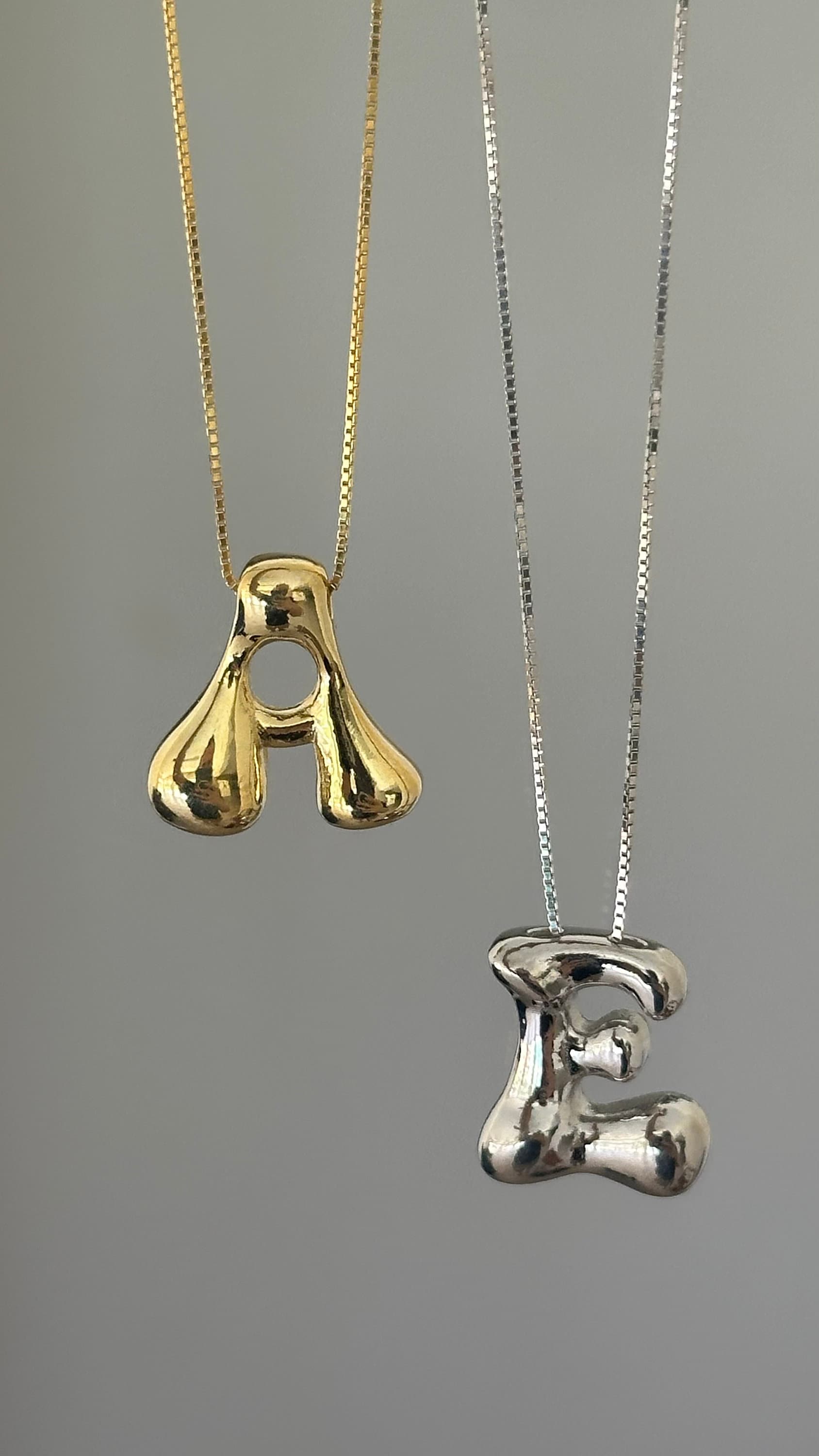 Bubble Letter Necklace: Sterling Silver Initial Pendant 14k Gold Plated Personalized Jewelry Gift