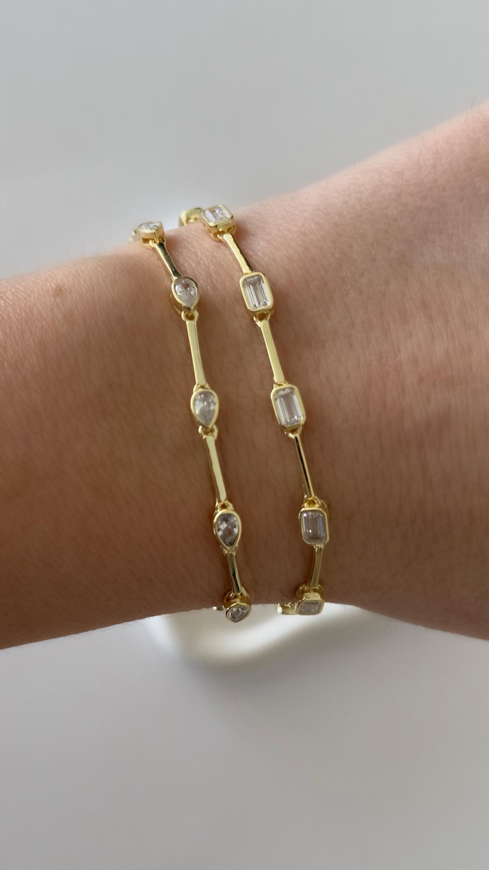 Diamond Bracelet 14k gold plated 925 Sterling Silver Clear Cubic Zirconia Gemstone 925 Sterling Silver Women StackingJewelry Gift for her