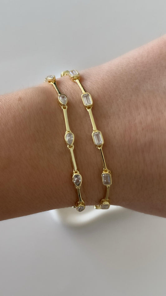 Diamond Bracelet 14k gold plated 925 Sterling Silver Clear Cubic Zirconia Gemstone 925 Sterling Silver Women StackingJewelry Gift for her