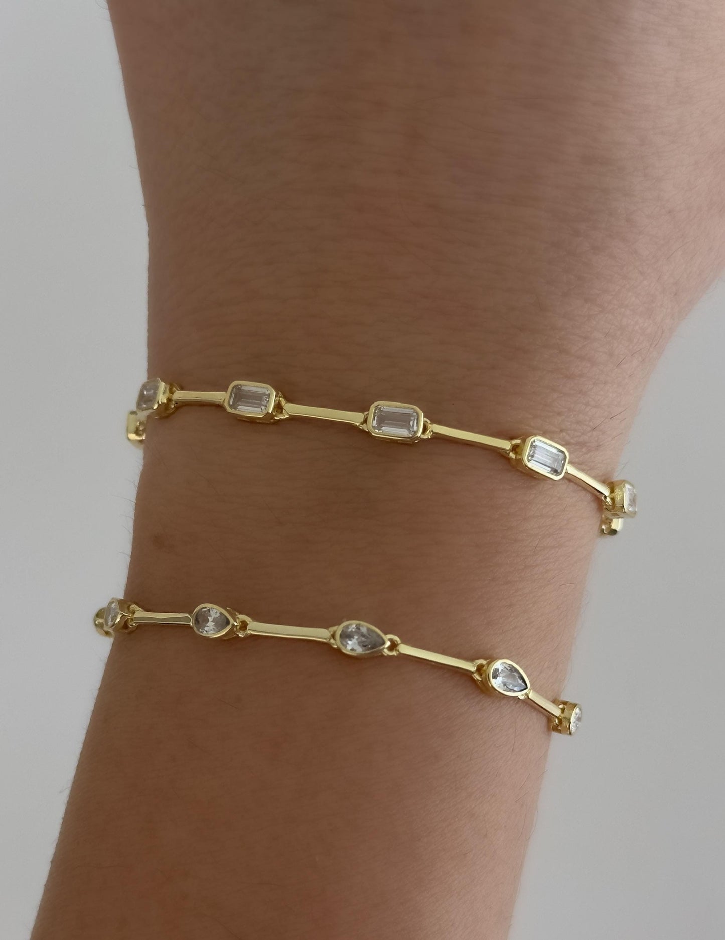 CZ Diamond Bracelet -  Sterling Silver 14k Gold Plated Stacking Jewelry Gift