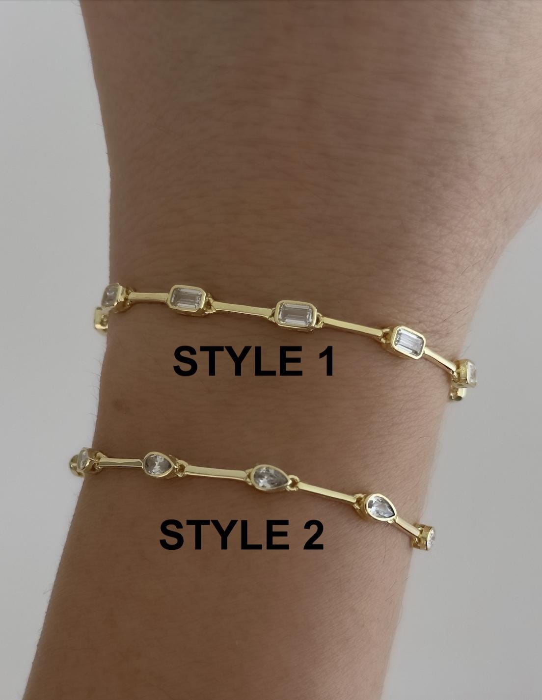 CZ Diamond Bracelet -  Sterling Silver 14k Gold Plated Stacking Jewelry Gift