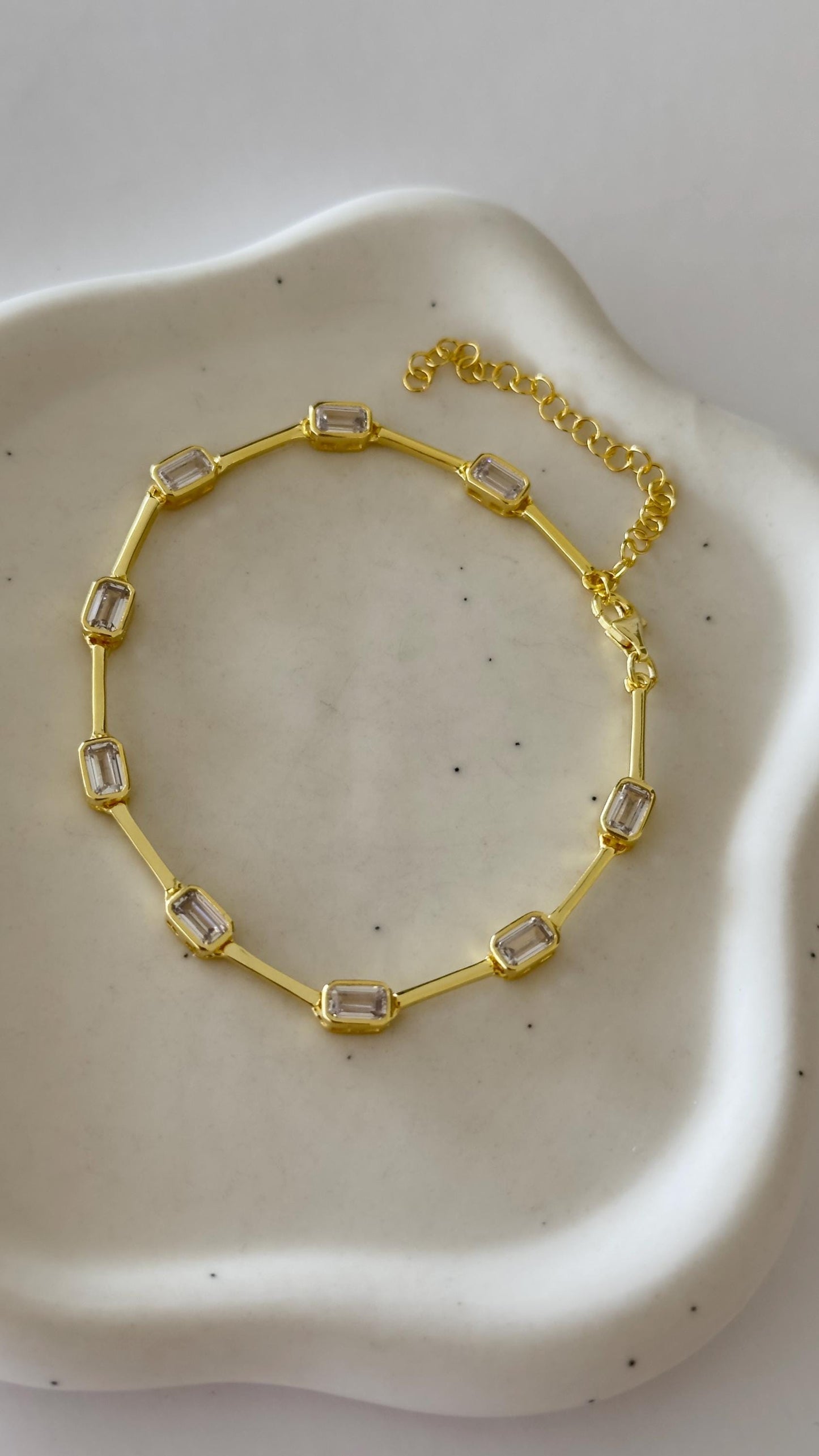 CZ Diamond Bracelet -  Sterling Silver 14k Gold Plated Stacking Jewelry Gift